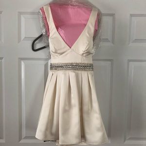Never worn Ivory dress with plunging neck line.